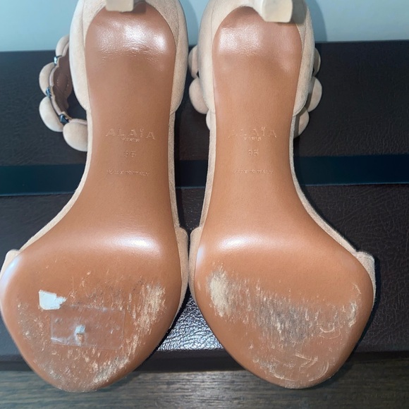 Alaia Nude Suede Heels with Embellishments - Picture 9 of 16